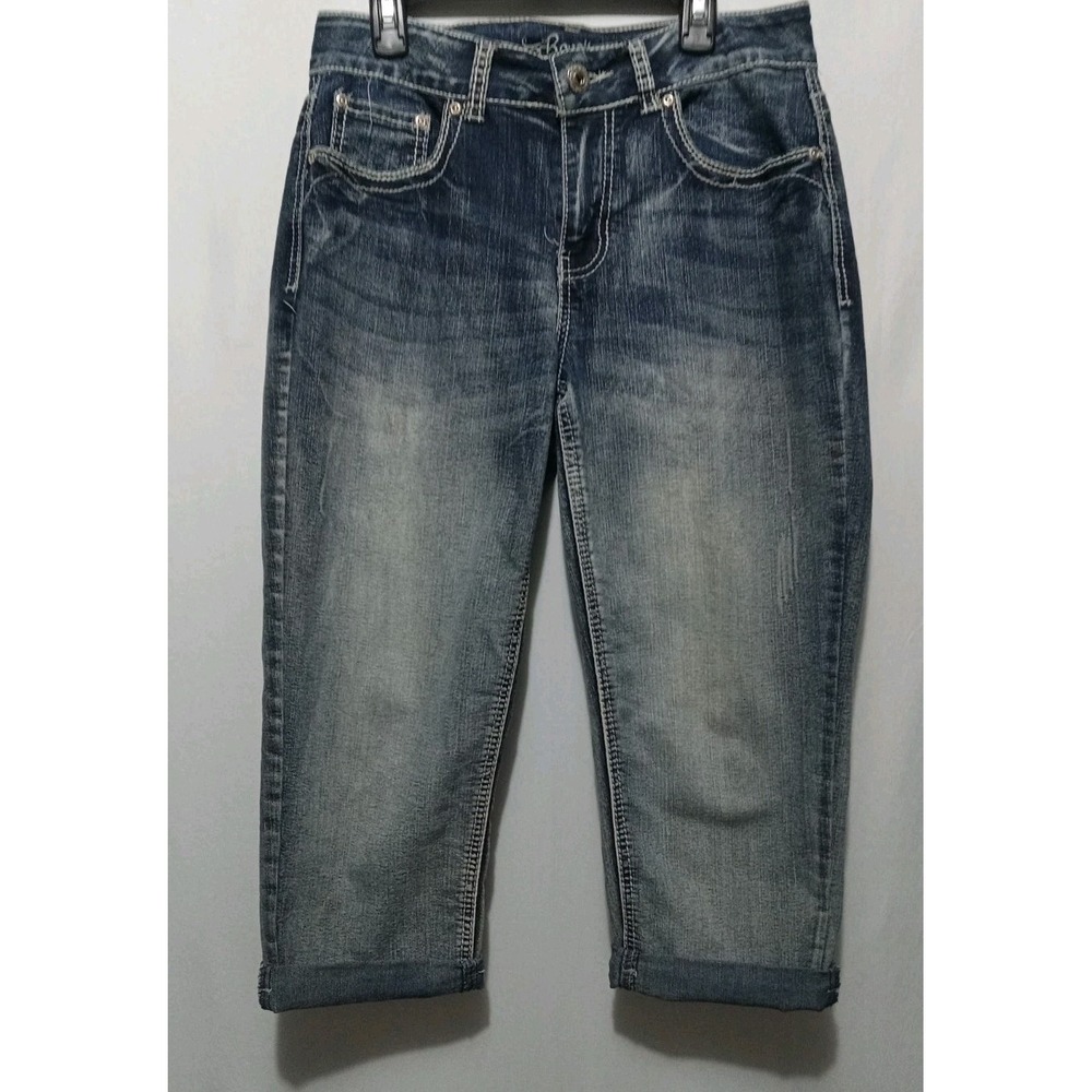 Revolt Jeans Cuffed Capri Jeans Women's 6 Mid-Rise Capri Cotton Blend Denim Blue